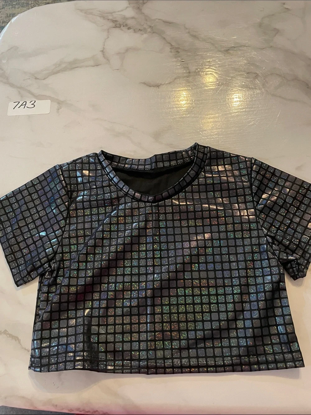 Black Holographic Mosaic Crop Top